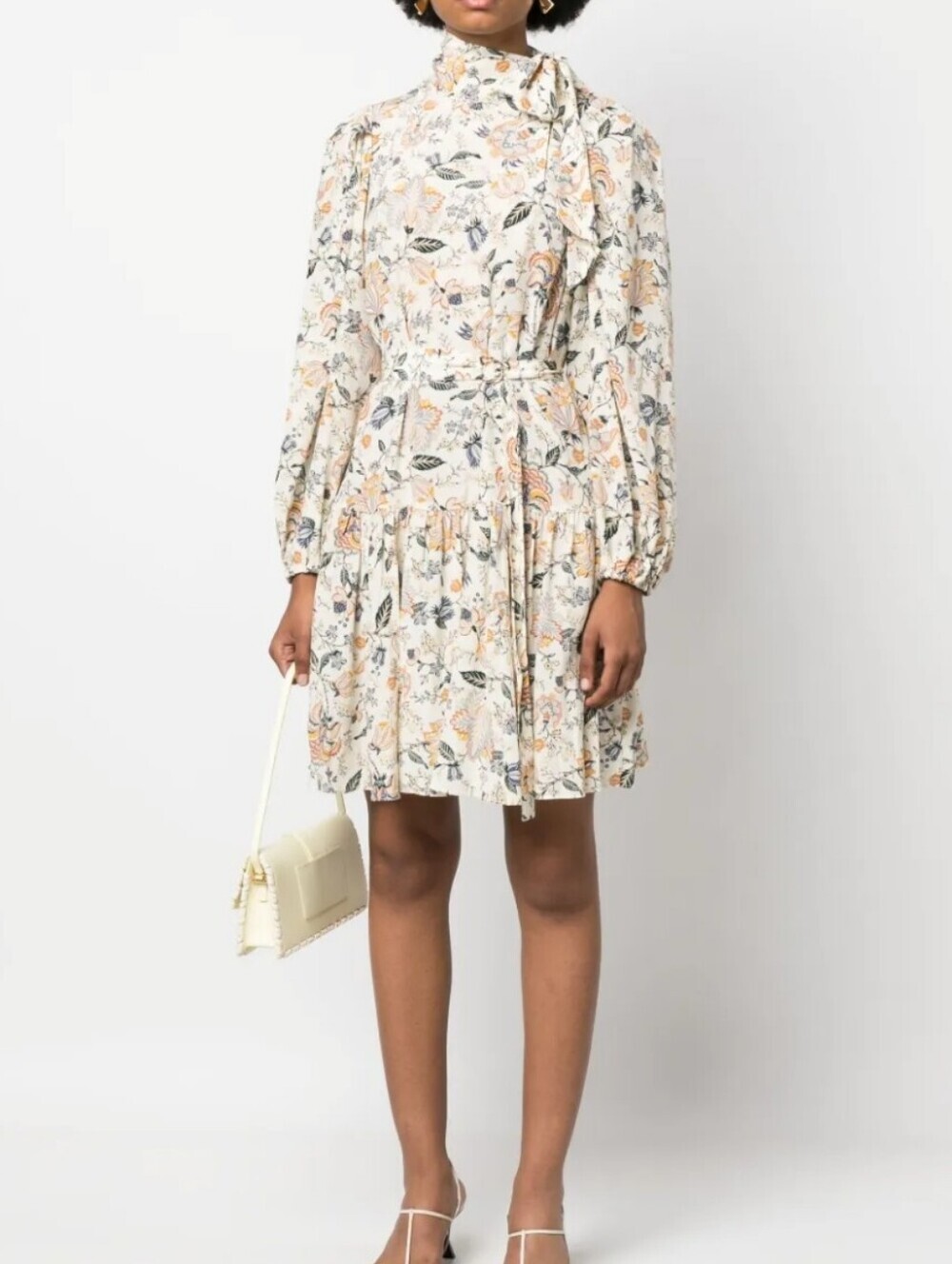 Ulla Johnson Lula Silk Floral-print Minidress W/ a bow detail Size 10 - Picture 8 of 9